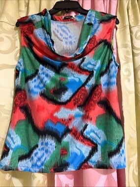 Victoria Multicolor Cowl Neck Sleeveless Top